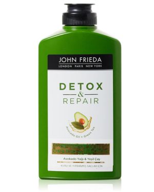 John Frieda Acondicionador Reparador Detox, Pelo Seco y Dañado, Hidratante, Solido, Nutritivo, Verde, 250 Mililitros