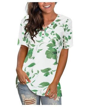 Camisetas de manga corta para mujer, blusas sueltas, para uso diario, casual, con botones, básicas, estilo Henley