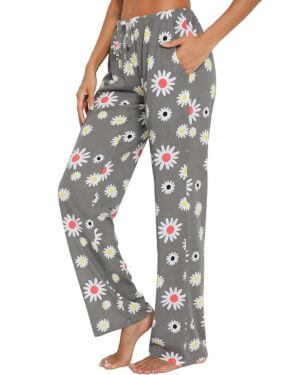 Pantalones de descanso para mujer, cómodos pantalones de pijama con cordón