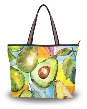 Bolsos de mano para mujer, con cremallera verde aguacate y frutas tropicales, bolsa de mano para mujer, bolsa de hombro, bolsa de compras, bolsa de playa grande,