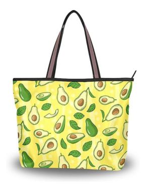 Bolsos de mano para mujer, con cremallera y diseño de aguacate, color verde, bolsa de compras, bolsa de playa, bolsa de trabajo