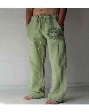 Pantalones Casuales Pantalones de chándal con Estampado de Flores Solar Pantalones de Longitud Completa de Bolsillo Pantalones de lino-4XL,Green