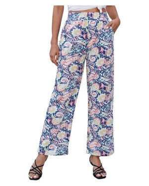 Pantalones largos con estampado floral para mujer, estilo bohemio, pierna ancha, hippie, pantalones de verano, pantalones harén, cintura elástica, pantalones i
