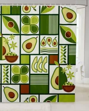 Cortina de Ducha 120x180 Aguacate Verde Cortina Ducha Antimoho, Cortina de Ducha Impermeable, Cortinas de Baño con Ganchos, Cortina de Baño para Bañera y Du