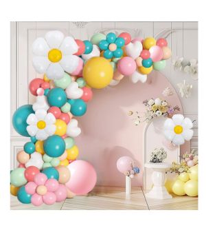 Juego de 96 arcos de guirnalda de globos de margarita, decoración de fiesta de flores, arco de globo azul