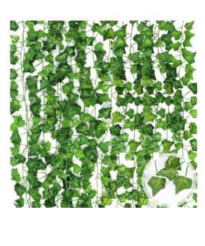 MUOIVG (15pcs x 2.2m Hiedra Hojas de Vid Artificial Guirnalda Plantas Decoración Verde Follaje de Seda
