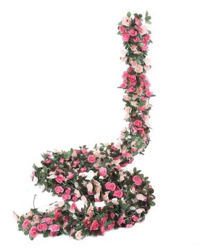 Weldomcor 5 Pack 2,45 m Guirnalda de Rosas Artificiales Flores Colgando Flores De Seda Colgante
